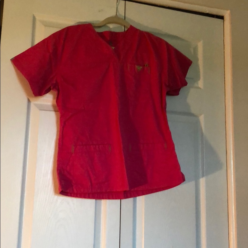 EUC hot pink scrub top
